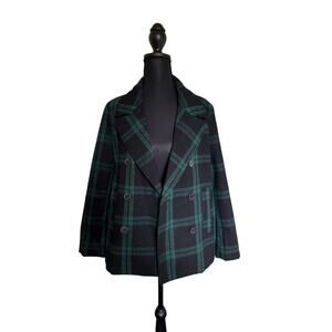 Classic Old‎ Navy Plaid Peacoat Recycled Wool M Petite